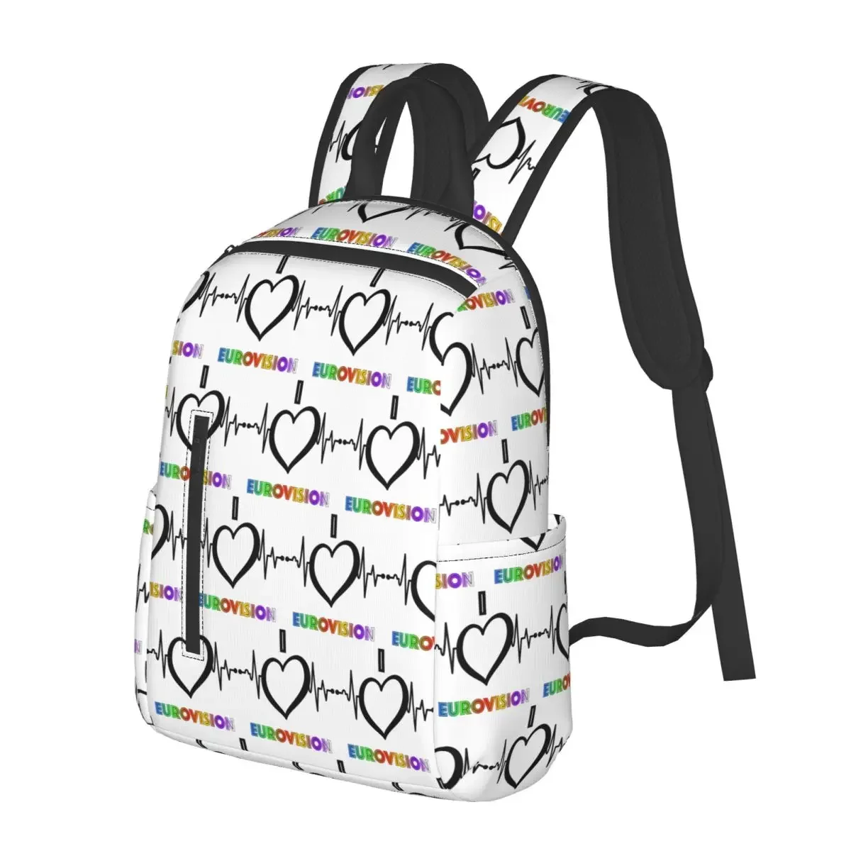 

I Love Eurovision - Rainbow Pattern Student Backpack School Bag Travel Daypack for Boys Girls Fashion Bookbag Shoulder Bags