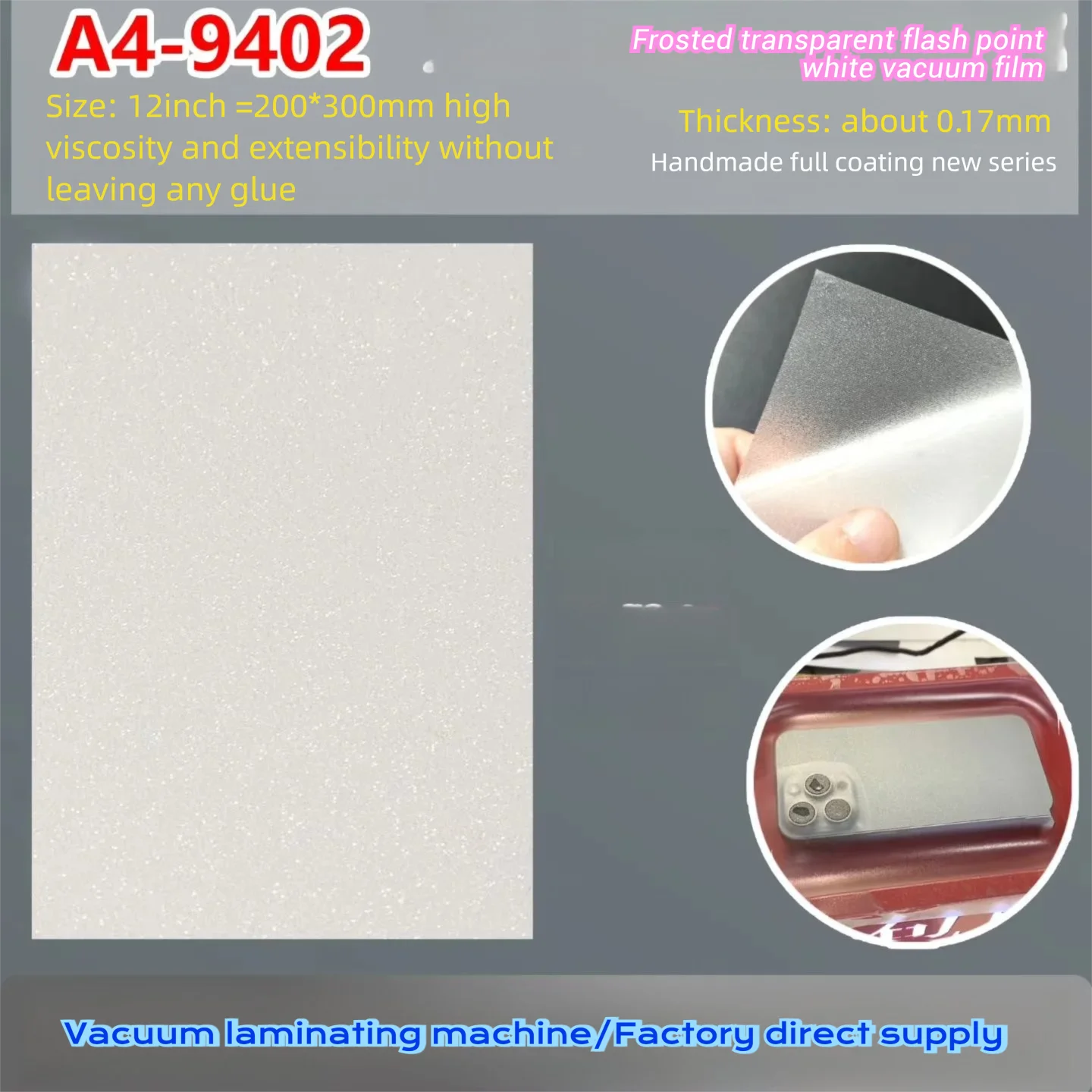VORMIR 50pcs A4 Size Transparent Heat Shrink Wrapping Film for Vacuum Laminating Machine Phone Back Color Change Stickers