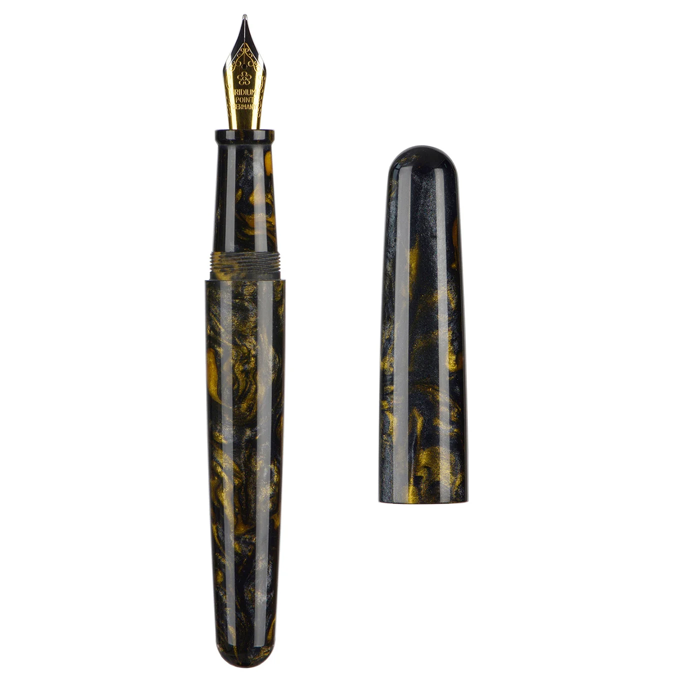 Fuliwen 017 Resin Acrylic Fountain Pen Black-Golden Big Size EF/F/M Beautiful Ink Pen Luxury Gift Pen for Office Business School