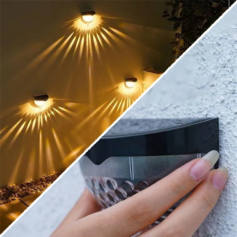 

4PCs LED Solar Lights Outdoor Solar Wall Lamp Waterproof Honeycomb Lighting for Yard,Stair,camping,Patio,Lawn,Garden Decor