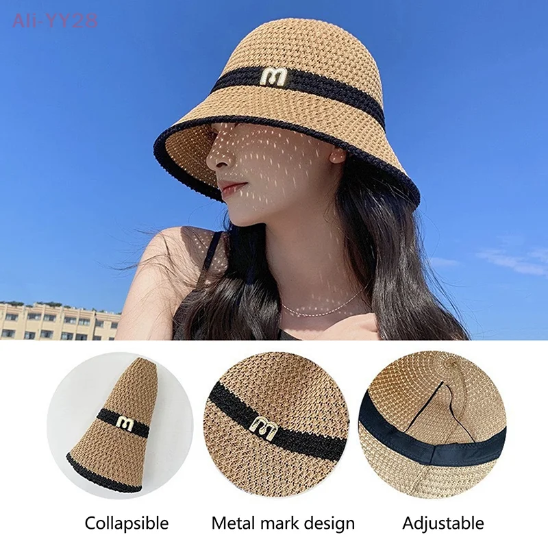 {YY28} Summer Hollow Breathable Bucket Hats For Women Double Layer Spring Fisherman Hat Outdoor Foldable Suncreen Beach Cap