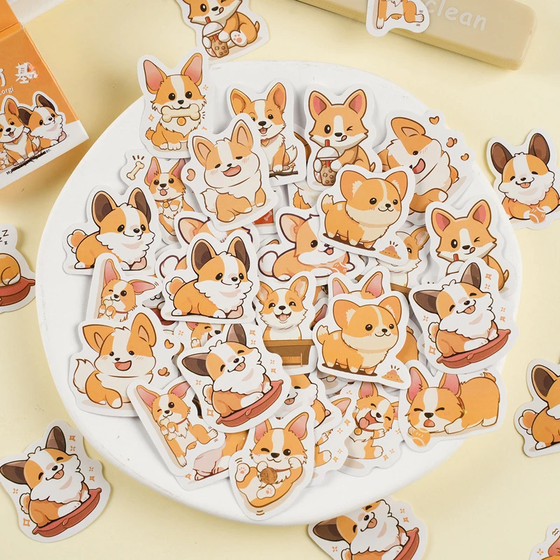 46Pcs/Box Cute animal DIY Self-adhesive sticker creative materials Waterproof stickers cartoon scrapbooking decoration materials