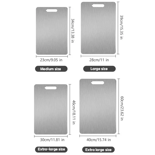 3PCS Stainless Steel Cutting Board - Heavy Duty Double-Sided Chopping Board for Meat, Vegetables, Dough Kneading & Kitchen Prep 6