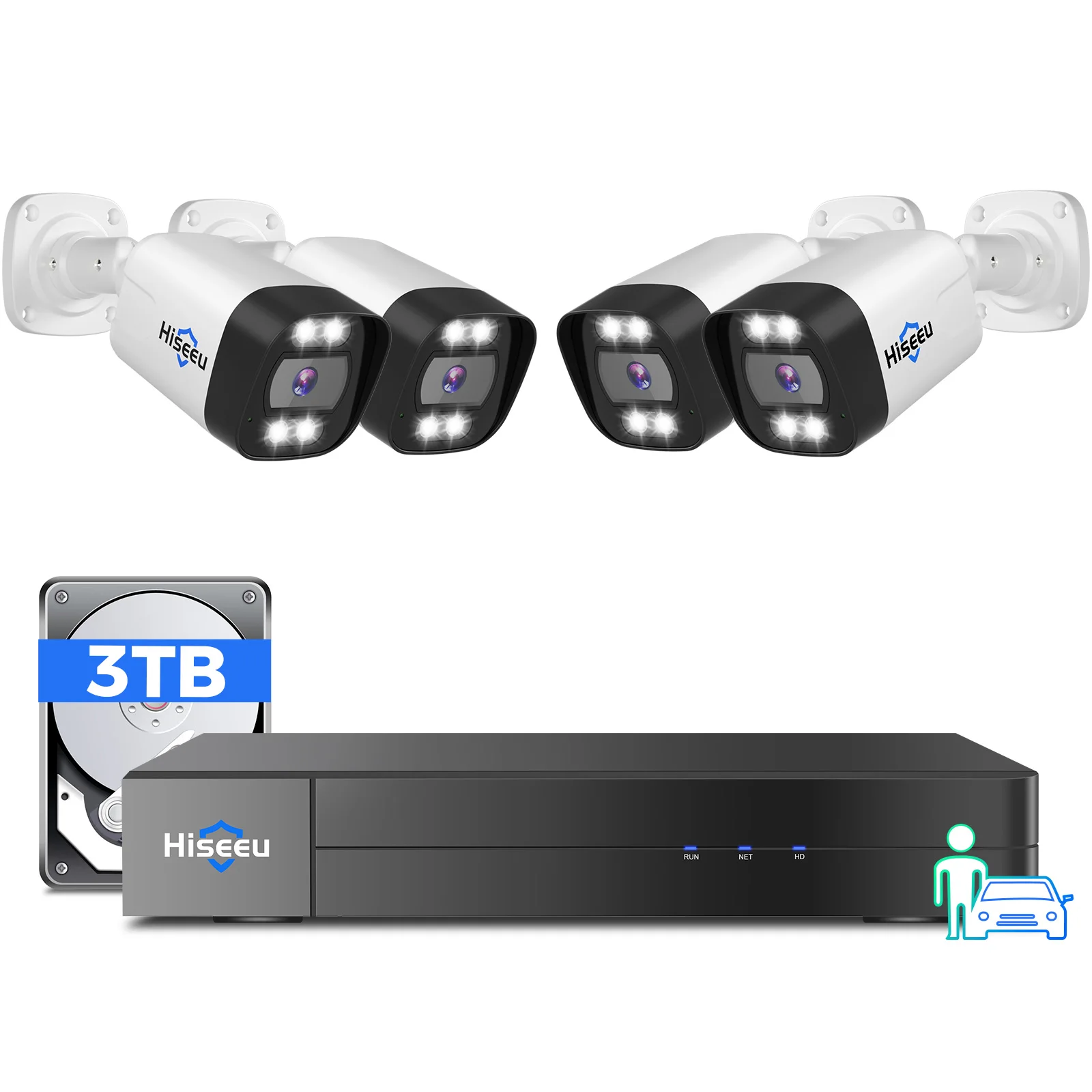 5MP POE Turret Dome CCTV Security System Guard Viewer App Compatible 4K NVR 8 Channel CMOS Night Vision Waterproof HDD Storage