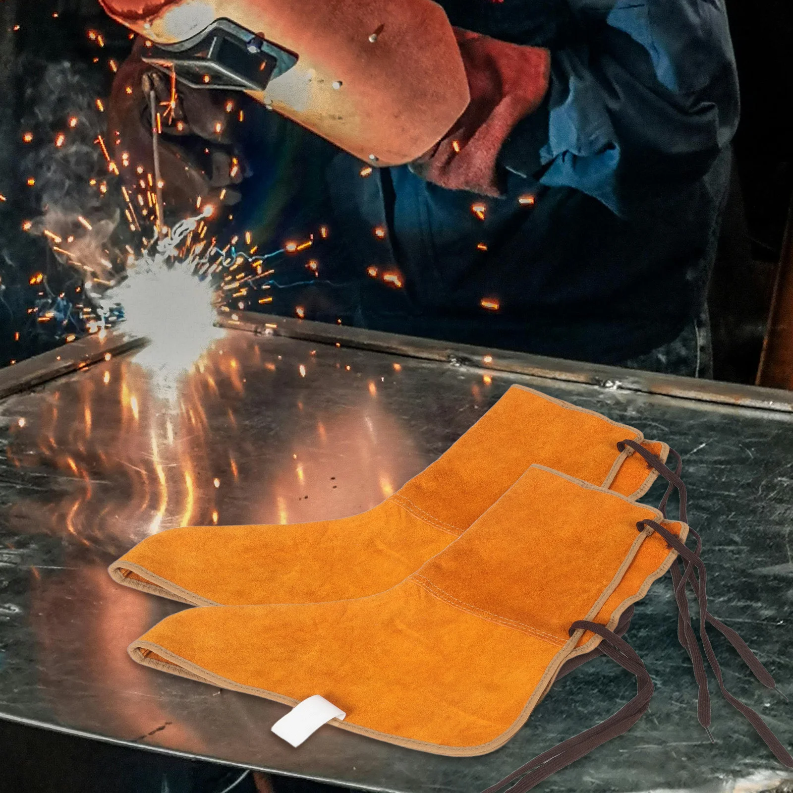 

1 Pair Welding Spats Safety Shoe Covers Heat Resistant Leg Protection For Welding Work Boot Gaiters