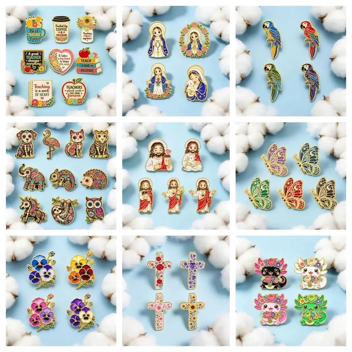 4-10pcs Animal Butterfly Quote Enamel Pin Colorful Lapel Brooch Decor For Jacket Backpack Hat Clothes Collectible Keepsake Gift