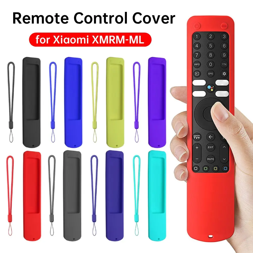 Silicone Remote Case Anti-slip TV Remote Cover Anti-Drop Protective Cover Anti-Scratch with Anti-lost Lanyard for Xiaomi XMRM-ML