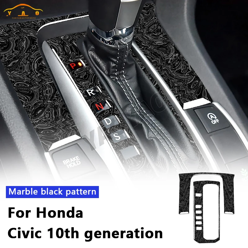

Marble Black Pattern Car Gear Shift Panel Decoration Frame Trim For Civic 10th 2016 2017 2018 2019 2020 2021 Accessories