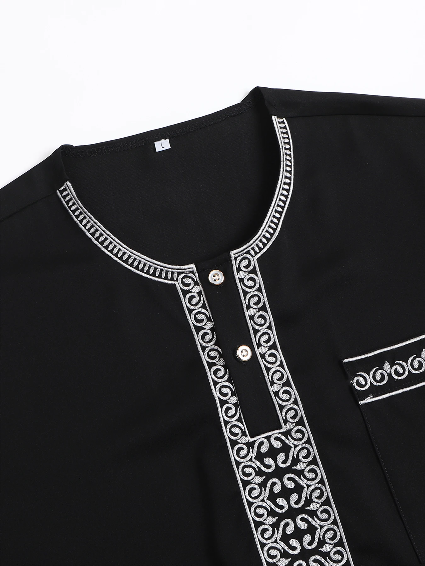 2025 New Men\'s Islamic Kaftan Short Sleeve Embroidered Muslim Clothing Comfortable Modern Ethnic Fashion