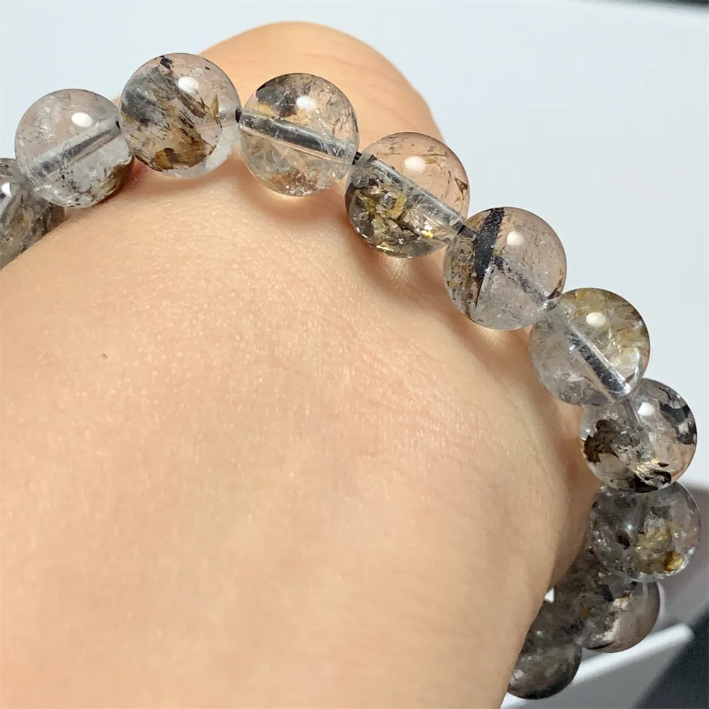 Only 1Piece Natural Clear Crystals Herkimer Diamond Bracelets for Women Transparent Quartz Bracelets Graphite Pyrite Bangles