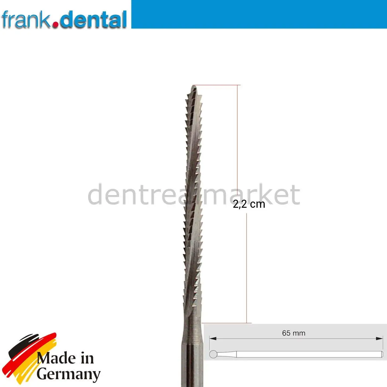 Frank Dental - Steel Lindeman Surgical Bur - 169RF - Cut Area 3.5 cm - Lindemann Bone Cutter Bur