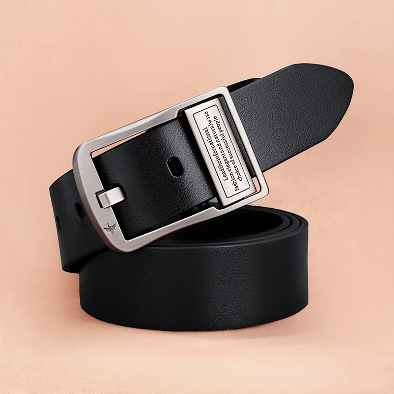 High end men's belt with needle buckle style genuine leather retro waistband and casual belt