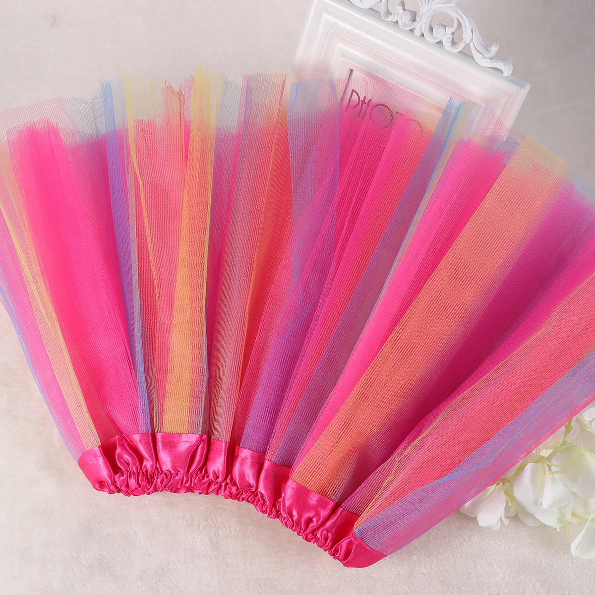 

Kids Rainbow Printing Gauze Skirts Rose Red Baby Girl Tulle Pettiskirt for Summer Dance Party Girl Tulle Skirt