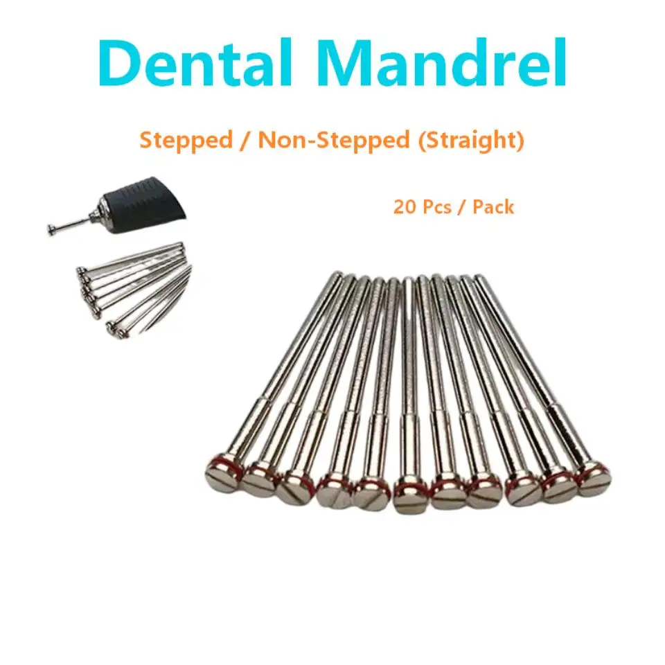 Dental Mandrel Stepped Straight Shank Screw Type Holder For Polishing Discs Cutting Wheels Lab Tools 20Pcs Box