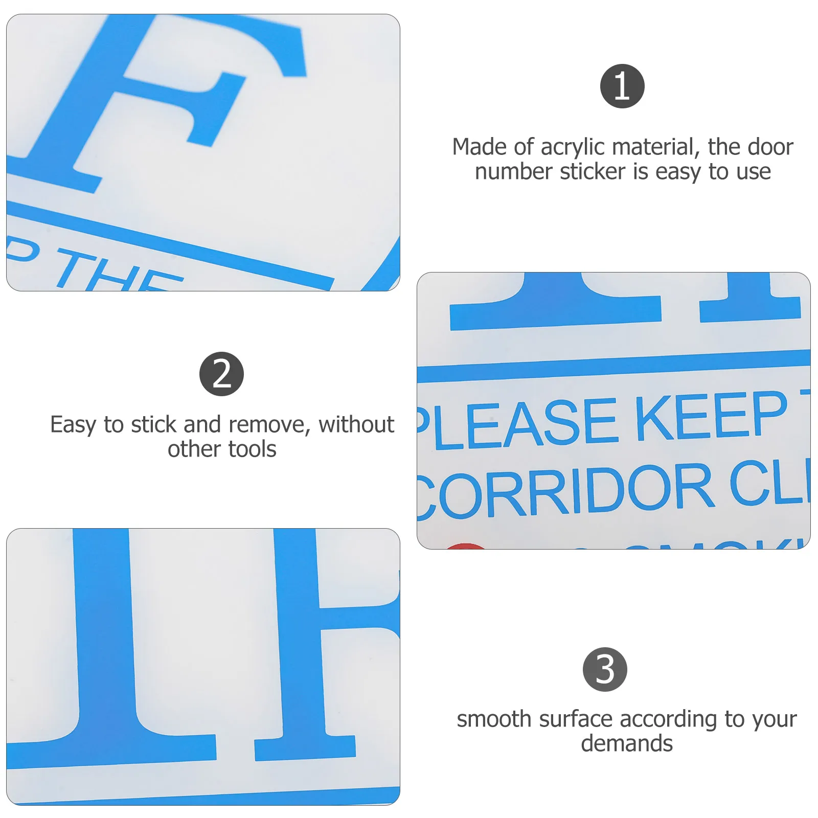 

Large Acrylic Floor Number Sticker for Hotel Apartment Office Easy Stick Remove Long Term Use Door Number Plaque