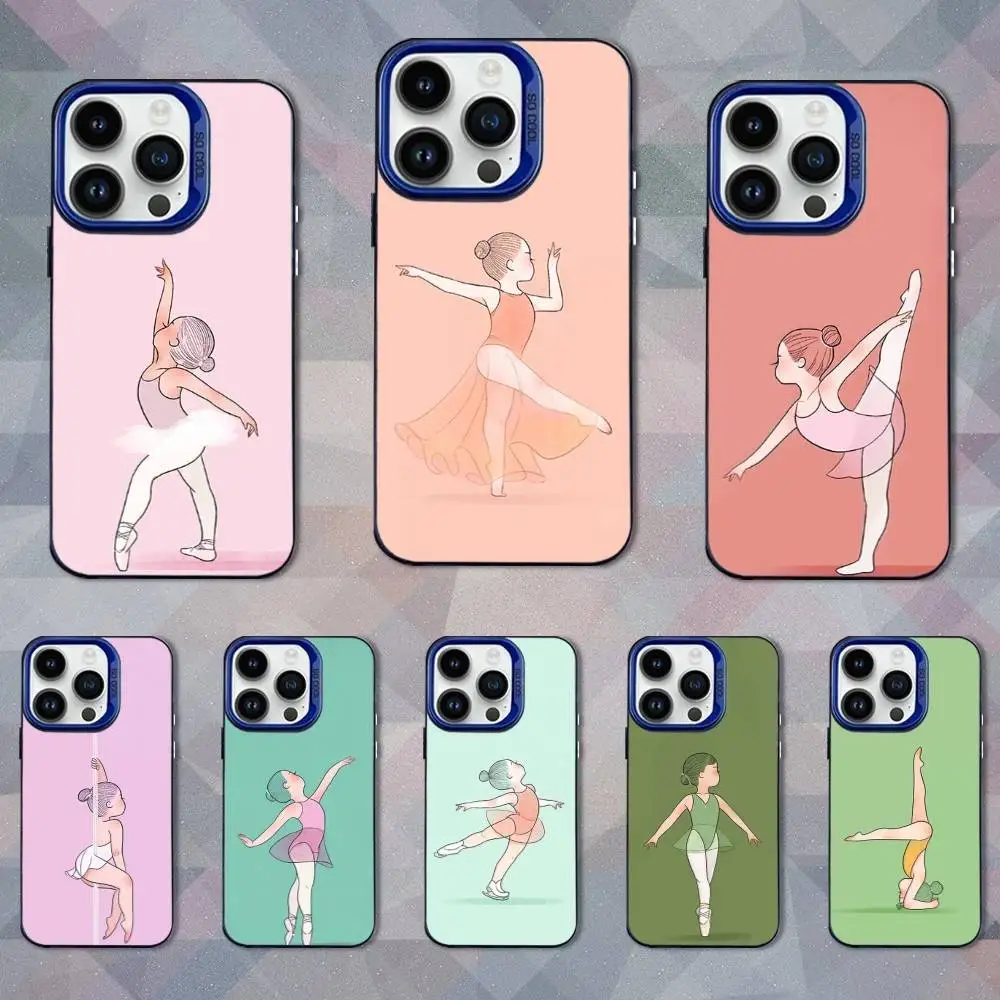 

Cartoon Ballet Girl Phone Case For iPhone 16,15,14,13,12,11,Mini,Pro,SE,XS,MAX Blue Matte Silicone Cover
