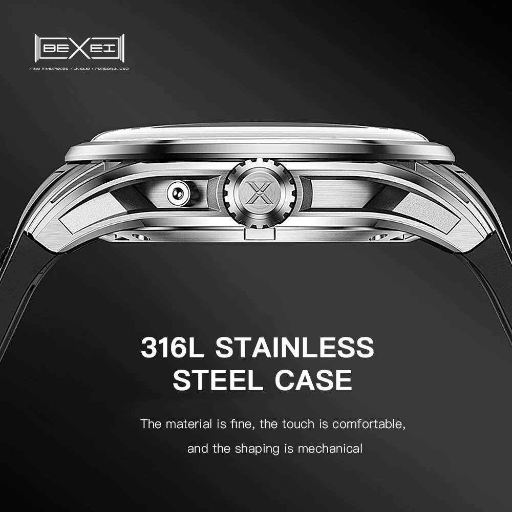 BEXEI 9226 Displays for Hour Date of month mechanical 316L Case Automatic Movement Roman Numerals Man watch K1 Crystal