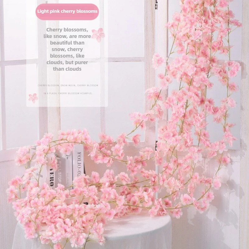 

Artificial cherry blossom vines, vines that wrap around air conditioning pipes, fake flower vines, decorative flower string