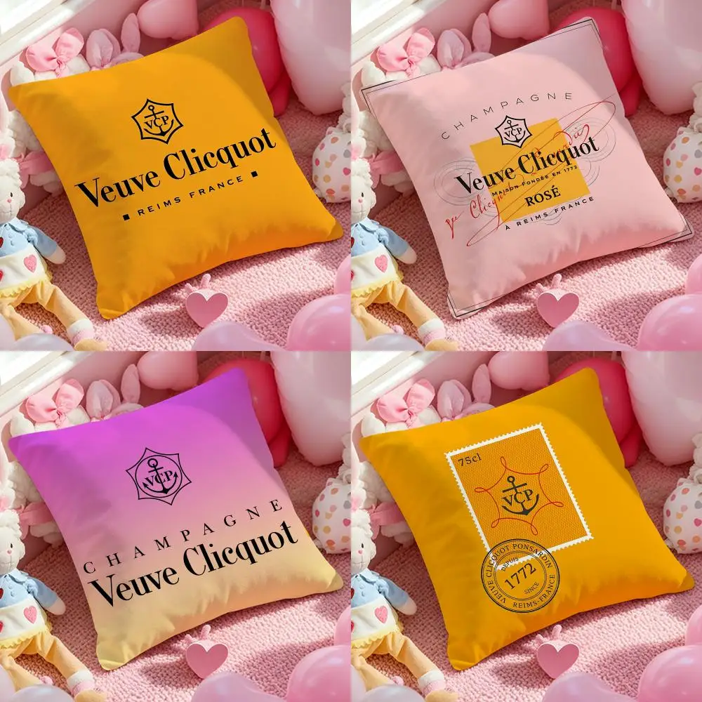 Funda de cojín con diseño de V-Veuve ClicquotS, funda de almohada estampada para sala de estar, funda de cojín para sofá y decoración de dormitorio
