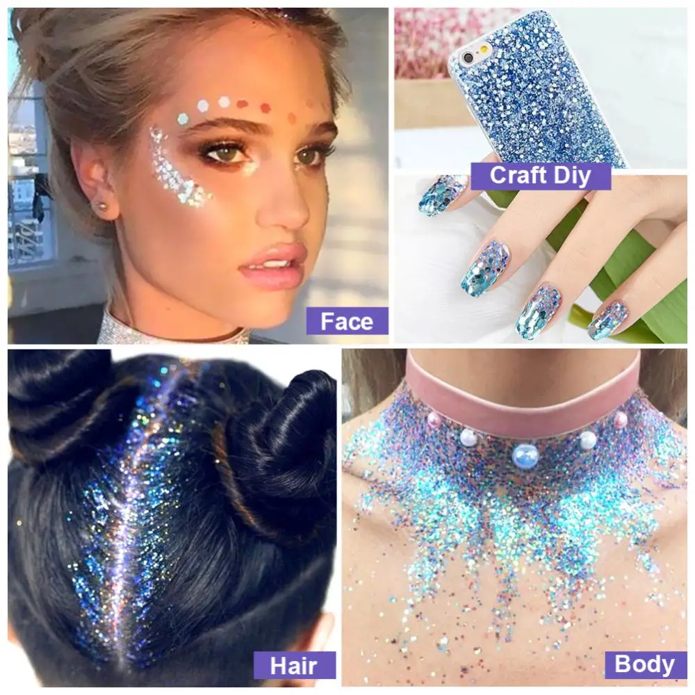 Body Glitter Gel Multifunctional Face Lip Hair Loose Sequins Flash Liquid Eyeshadow Festival Stage Makeup Decoration Cosmetics