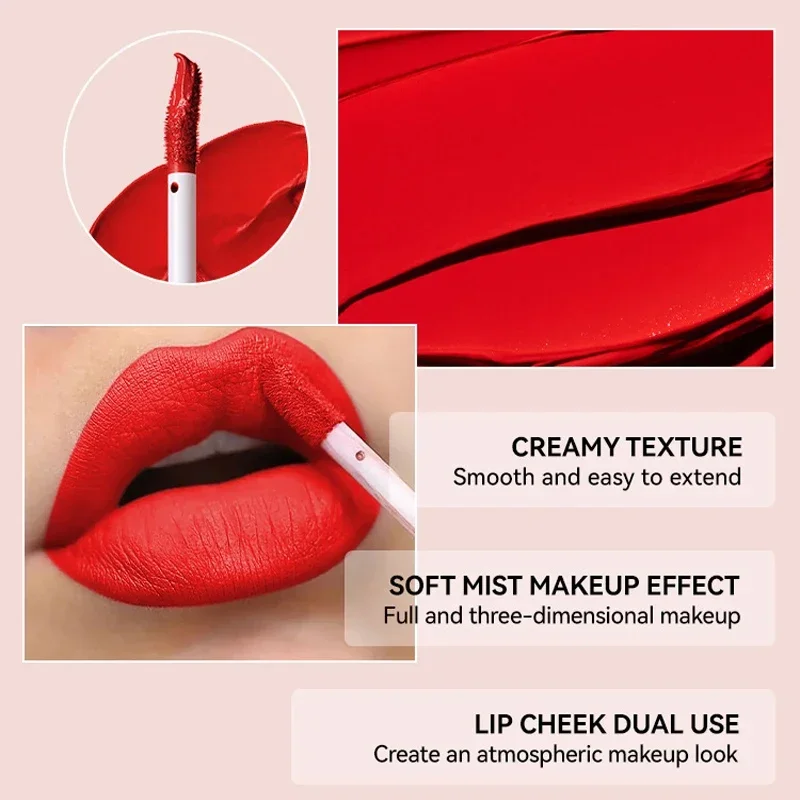 Long Lasting Velvet Matte Nude Brown Lip Gloss Waterproof Liquid Lipstick Lips Makeup Women Beauty Red Non-stick Cup Lip Gloss