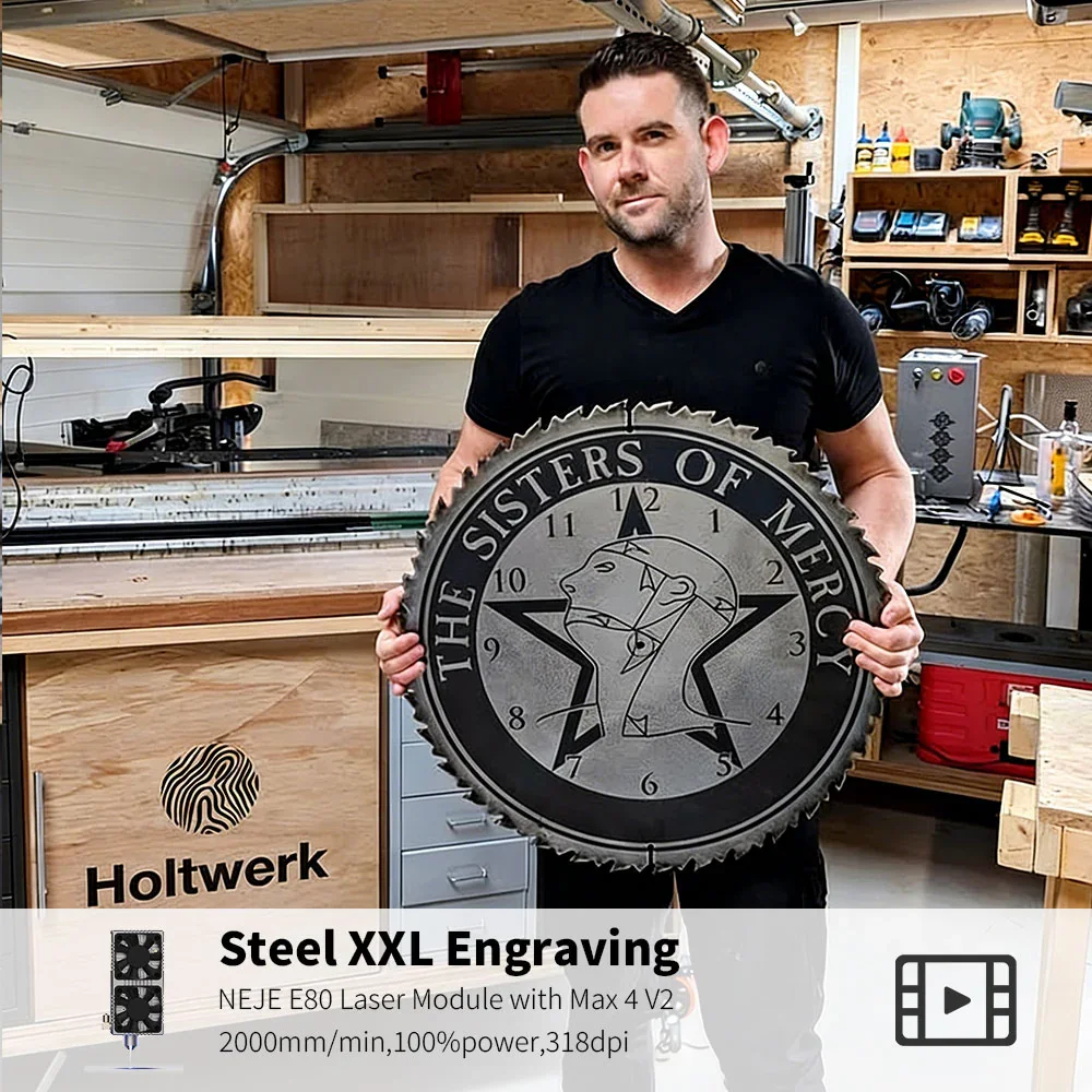 NEJE Max 4 V2 24W : Hybrid Laser Engraving and Cutting Machine with E80 Laser Module - 700x460mm Engraving Area - 1200mm/s Engraving Speed - Suitable for Stainless Steel/Wood/Leather/Painted Metal/Fabric