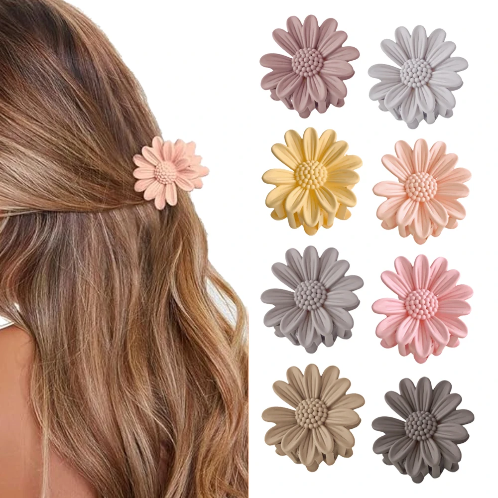 

Набор из 8 женских заколок-крабиков с ромашками, ярких цветов, милые и нежные, маленькие заколки-крабики для волос, подходят для повседневного использования, аксессуары для прически