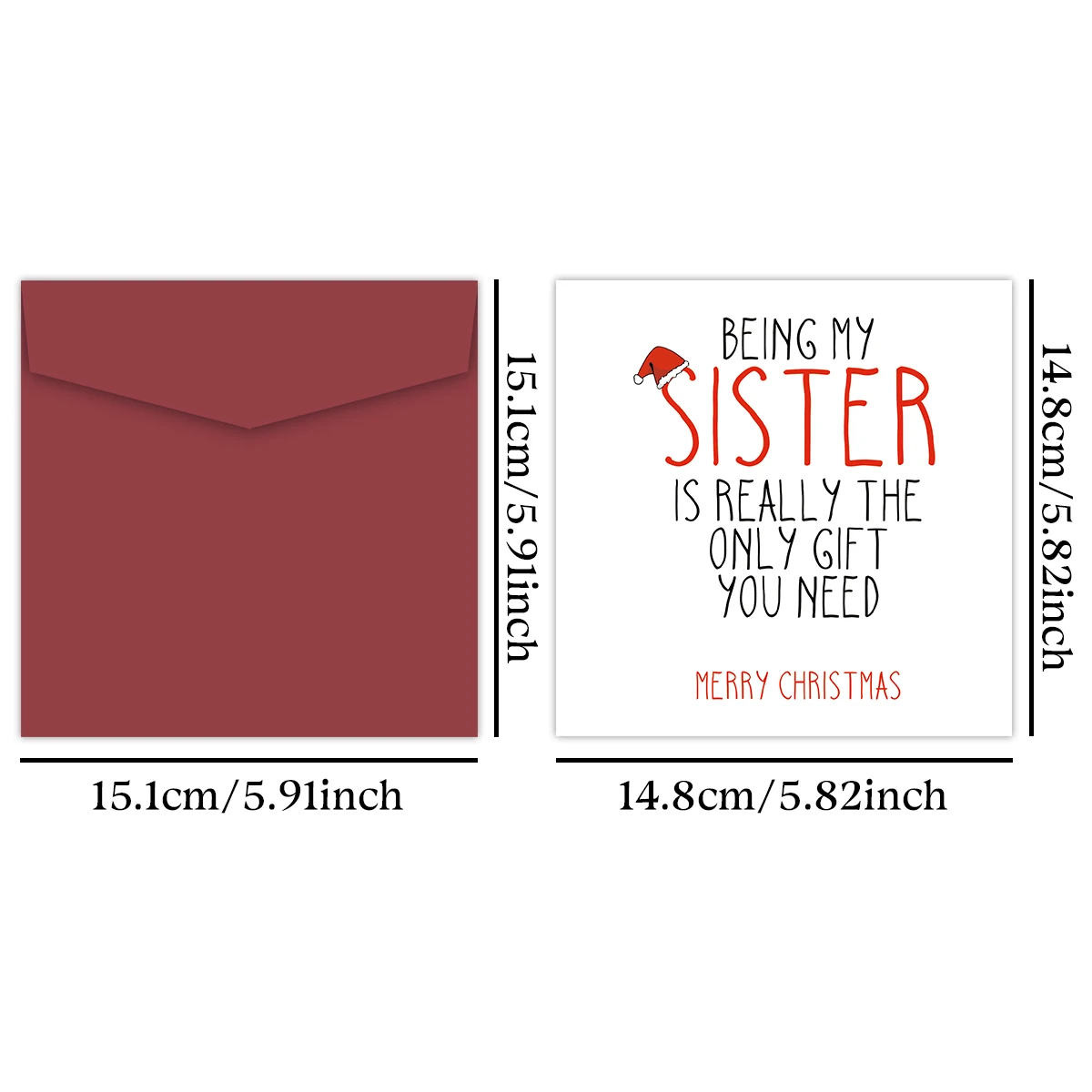 1pc Funny Christmas Card for Sister, Being My Sister is Really The Only Gift,Cheeky Greeting Card for Sister, Christmas Supplies