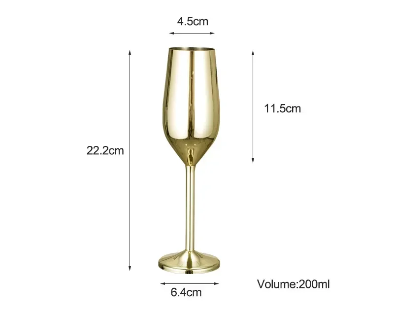 200ml stainless steel champagne glass goblet fall-resistant European bubble glass wedding red wine glass sweet home glass