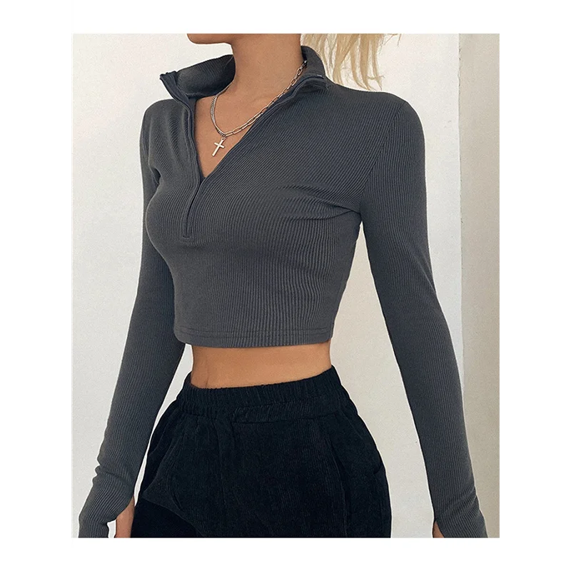 ASDS-Damen-Langarmhemden, Business-Casual-Oberteile, Kragen, V-Ausschnitt, gerippter Strickpullover, schmale Passform, Blusen, Y2k-Kleidung