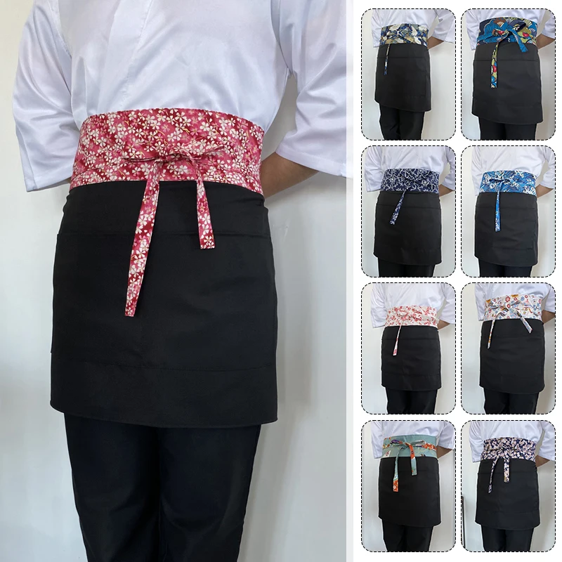 

Japanese Style Restaurant Chef Half Apron Hotel Korean Cuisine Sushi Shop Waiters Work Uniform Kitchen Cooking Short Apron