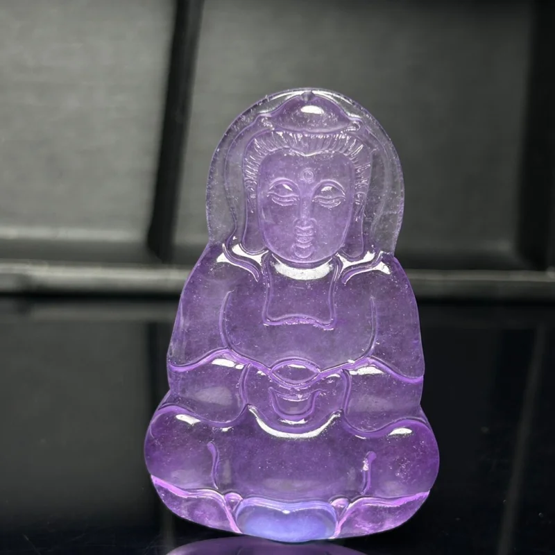 

Natural purple Perfect Ice Jade Jadeite guanyin Pendant&Necklace Certified