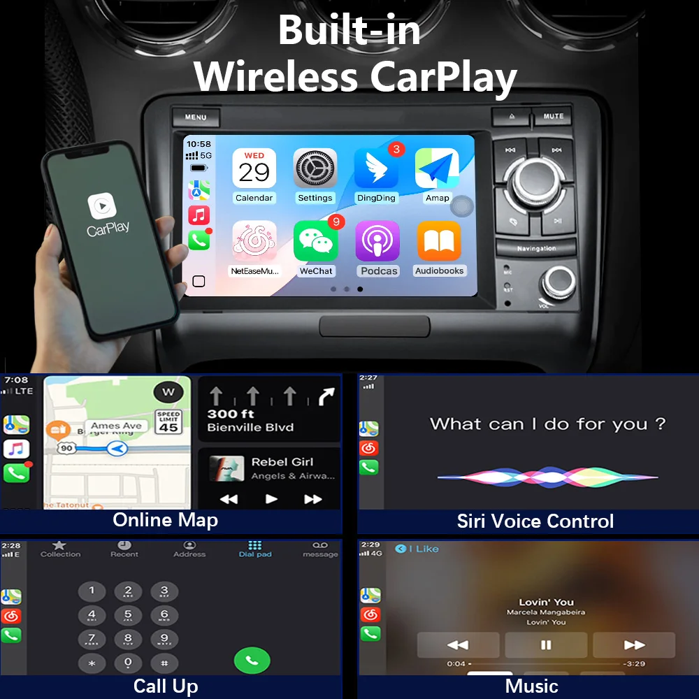 CHSTEK Carplay Car Radio For Audi TT MK2 8J 2006-2015 Android 13 Player Navigation Bluetooth WIFI 4G RDS DSP Multimedia Headunit view 2