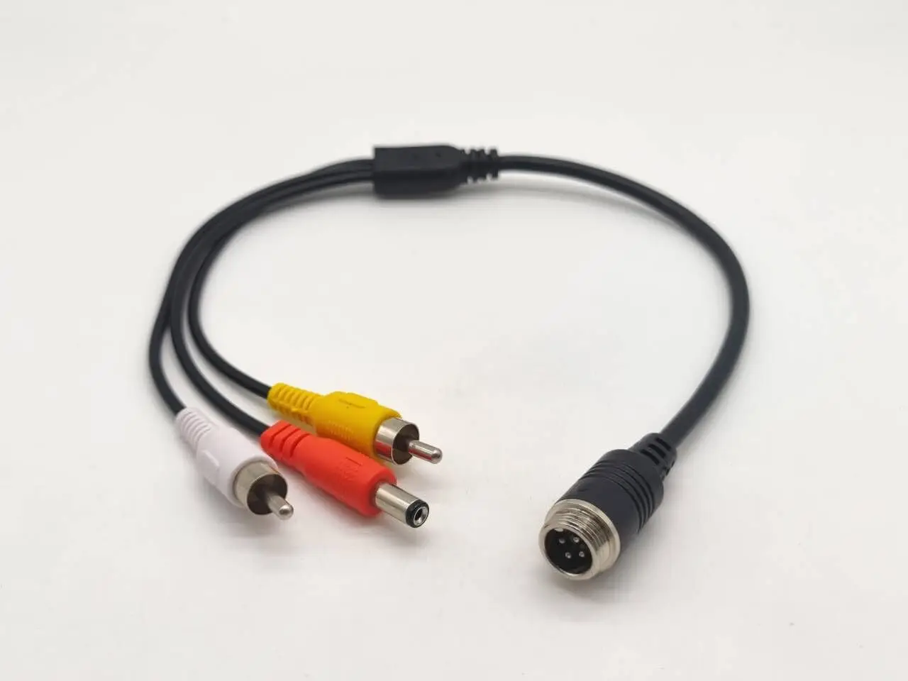 Aviation Cable Adapter GX12 4 Pin Male Connector Cable to DC RCA CCTV Camera Cable 1M