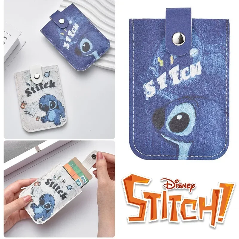 

Disney Stitch Card Bag Slim Compact Bank ID License Card Case Wallet Anime Creative Leather Anti Demagnetization Holder Billfold