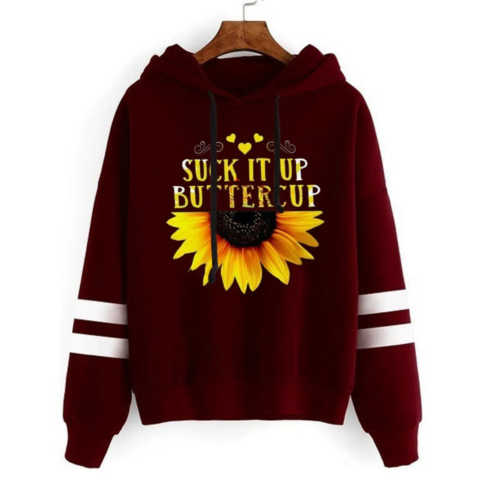 Sunflower Print Hoodies For Women Pullover Womens Casual Hooded Sweatshirts Long Sleeve Winter Fall Tops