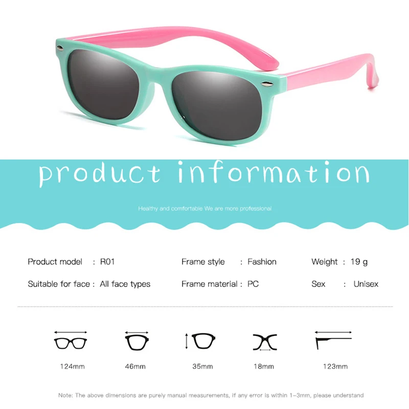 Polarized Kids Sunglasses TR90 Silicone Gel Frame Classic Square Children Sun Glasses Girls Boys Multi Color Baby Goggles UV400