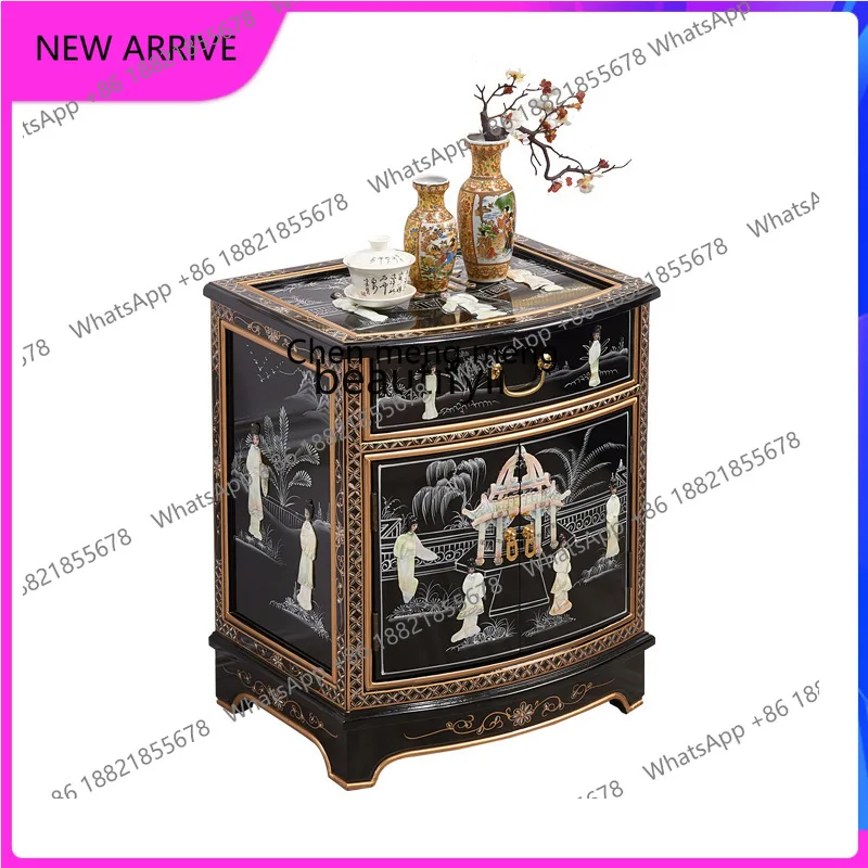 

C89 Luodian craft chest, paint, living room side cabinet storage, bedside table with glass countertop