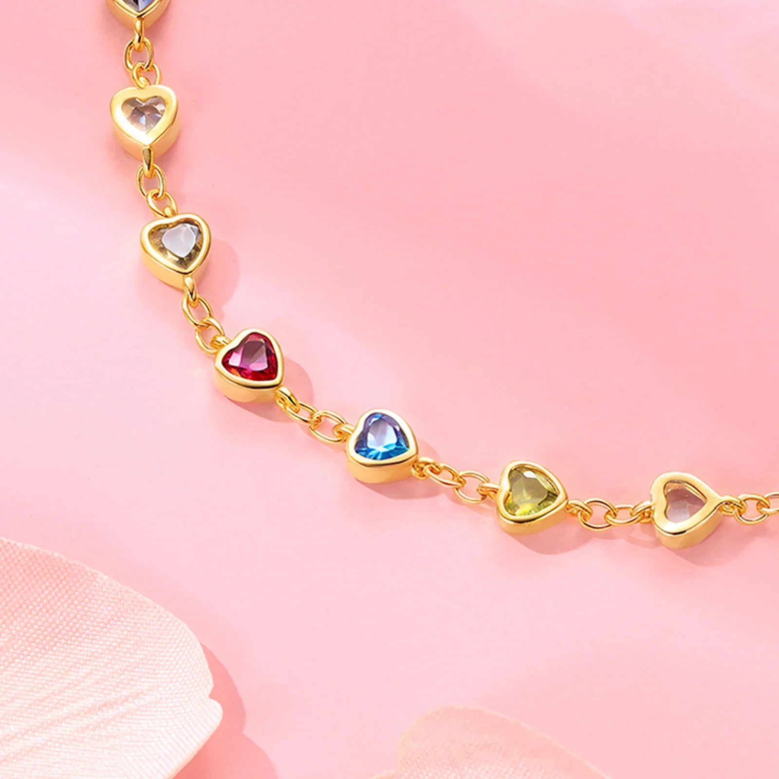 925 Sterling Silver Original Freely Adjustable Whole Colored Heart-shaped Zircon Bracelets Fit DIY Charms Birthday Jewelry Gifts