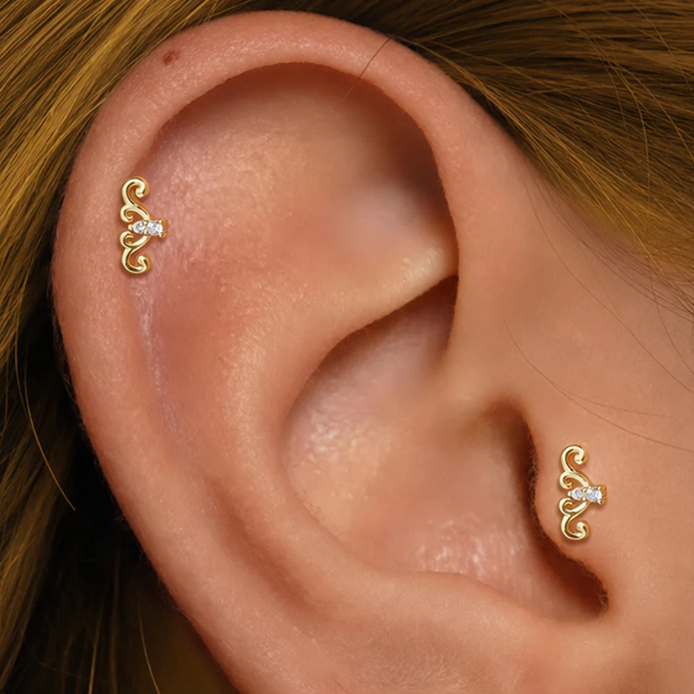 AIDE 925 Sterling Silber 1 Stück Glänzender Geometrischer Segelboot-Helix-Piercing-Ohrring für Damen Punk-Schmuck Persönlichkeits-Mode – Detail 38