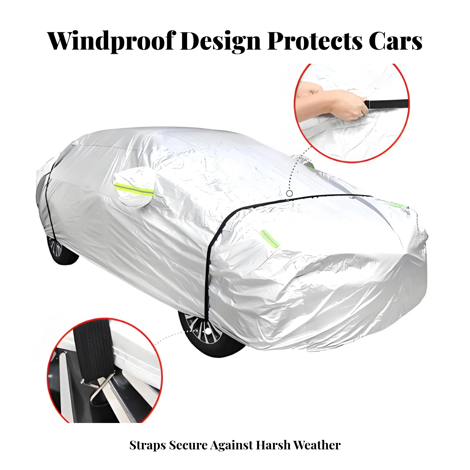 2 Pieces Metal Hooks Car Cover Wind Strap Car Cover Securing Strap Universal Fit Robust Vehicle Accessory
