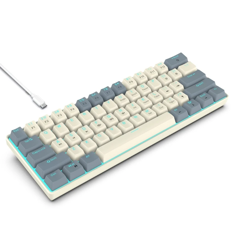 

Portable 61 Key Mechanical Keyboards With Swappable Switches and Ice Blue Lighting Keyboards