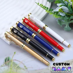 Golden Name Custom Engraved Fountain Pen Office School Graduation Gift Full Metal Pen Student Writing Roller Pen Stationery