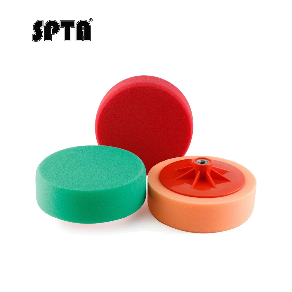 Spta 5.5 "(140mm) almofada de polimento de esponja com placa de apoio de rosca m14, disco de polimento de esponja de cera de pintura de carro para polidor ro