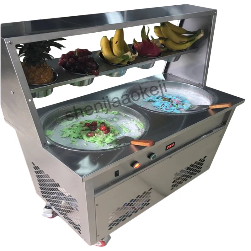 

220V 110V Fried yogurt machine Stainless Steel Double pan Fried Ice Cream Maker fry ice cream roll machine ZB-CBJ21