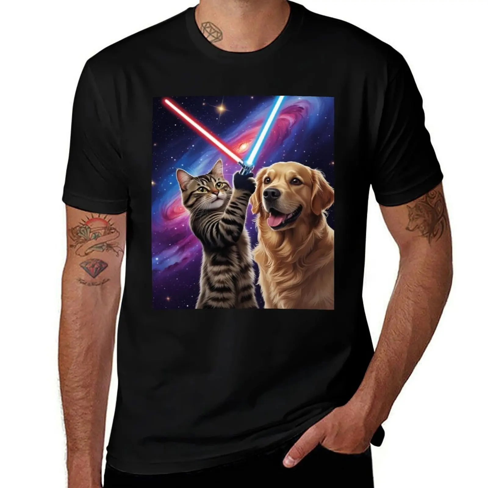 

Adorable Dog and Cat Art – Cute & Funny Pet Lover Gift T-Shirt vintage t shirts summer top tshirts personalised Men's t-shirt