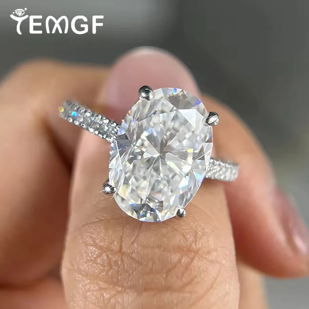 

TEMGF 8CT Zircon/Moissanite Ring 925 Sterling Silver for Women Proposal Engagement Wedding Luxury Sparkling Fine Jewelry WithGRA