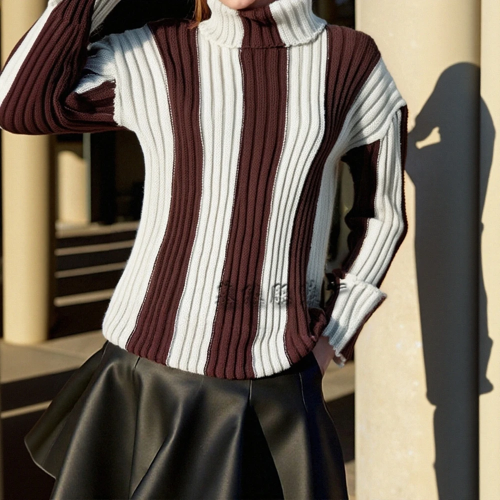 

Business Commute Style Long Sleeve round Neck Sweater Fitted Design Straight Tube Sleeves Women's Fashion Top