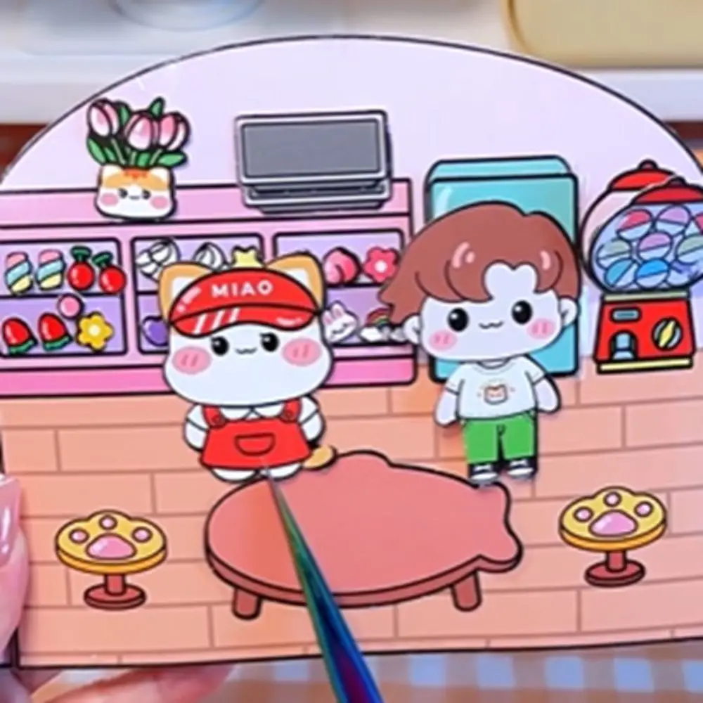 かわいい手作り素材 DIY ピンチおもちゃブック教育早期学習静かな本漫画パズル要素 3D ステッカーブック女の子