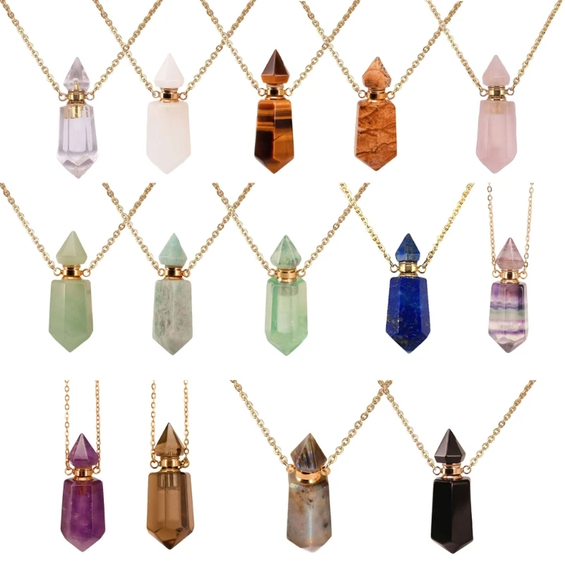 

Oil Diffuser Bottle Pendant Necklace Stainless Steel Chain Choker for Women Adjustable Length Neckchain Party Jewelry